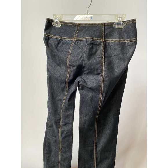 Bisou Bisou Womens Straight Leg Jeans Blue Stretch Stitching Dark Wash Denim 4 - Picture 2 of 8